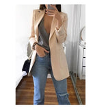 CINESSD Office Lady Blazer Coats Lapel Long Sleeve Solid Cardigan Jackets Black Plus Size Lining Pocket Suits Blazer 17 Colors