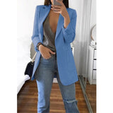 CINESSD Office Lady Blazer Coats Lapel Long Sleeve Solid Cardigan Jackets Black Plus Size Lining Pocket Suits Blazer 17 Colors