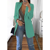 CINESSD Office Lady Blazer Coats Lapel Long Sleeve Solid Cardigan Jackets Black Plus Size Lining Pocket Suits Blazer 17 Colors