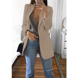CINESSD Office Lady Blazer Coats Lapel Long Sleeve Solid Cardigan Jackets Black Plus Size Lining Pocket Suits Blazer 17 Colors