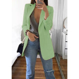CINESSD Office Lady Blazer Coats Lapel Long Sleeve Solid Cardigan Jackets Black Plus Size Lining Pocket Suits Blazer 17 Colors