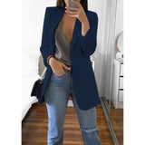 CINESSD Office Lady Blazer Coats Lapel Long Sleeve Solid Cardigan Jackets Black Plus Size Lining Pocket Suits Blazer 17 Colors