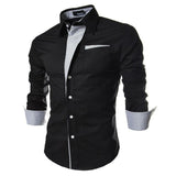 NUKTY new brand long sleeve shirts social male 5 colors slim fit  striped shirts plus size 3xl mens dress shirts