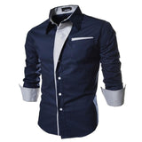 NUKTY  new brand long sleeve shirts social male 5 colors slim fit  striped shirts plus size 3xl mens dress shirts
