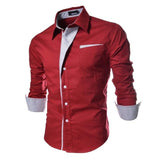 NUKTY  new brand long sleeve shirts social male 5 colors slim fit  striped shirts plus size 3xl mens dress shirts