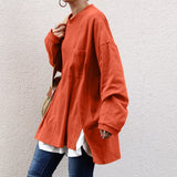 Stylish Women Sweatshirt Autumn Long Sleeve Split Hoodies Tops ZANZEA Spring High Low Solid Pullover Oversized Loose Shirt Tunic