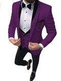 NUKTY  Men's Suit Fashion Formal Business Slim Fit 3-Pieces White Blazers Burgundy Pant Men's Tuxedo Wedding Men Suits Groom Suit