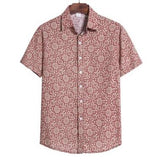 Summer Fashion Casual Men Baggy Beach Hawaiian Print Short Sleeve Button Retro Shirts Tops Blouse Men Shirt Summer New