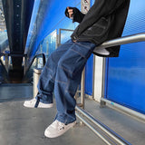 S-5XL Plus Size Men Wide Leg Jeans Mens Autumn Spring Hip Hop Streetwear New Loose Straight Baggy Denim Pants Male Brand