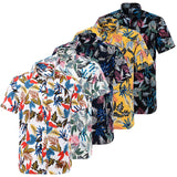 Nukty Summer Pure Cotton Mens Hawaiian Shirt Printed Short Sleeve Big Us Size Hawaii Flower Beach Floral Patterns