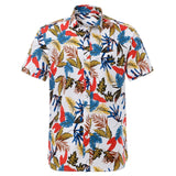 Nukty Summer Pure Cotton Mens Hawaiian Shirt Printed Short Sleeve Big Us Size Hawaii Flower Beach Floral Patterns