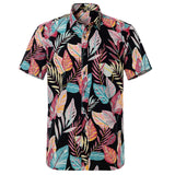 Nukty Summer Pure Cotton Mens Hawaiian Shirt Printed Short Sleeve Big Us Size Hawaii Flower Beach Floral Patterns