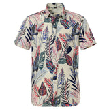 Nukty Summer Pure Cotton Mens Hawaiian Shirt Printed Short Sleeve Big Us Size Hawaii Flower Beach Floral Patterns