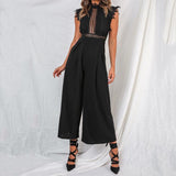 Sexy Sleeveless Backless Ruffled Jumpsuit For Women Elegant Hollow Out Womens Long Jumpsuits Autumn Romper Casual Overalls