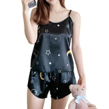 Satin Pajamas Sexy Lace Pijama Nightie Sleepwear Home Clothes Tops and Shorts Women's Silk Pajamas Solid Color Pajama Set Women