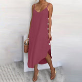Womens Summer Sundress Sexy Spaghetti Straps Beach Dress Celmia Casual Loose Buttons Asymmetrical Plus Size Vestidos Robe