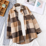 Nukty Spring New Women Big Plaid Full Sleeve Thick Warm Woolen Shirt Jacket Winter Oversize Tops Stylish Girl Casual Outwear T0N444T