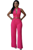 Formal Jumpsuit Wide Leg Pant Women Office Solid Color Sleeveless Belt Shirt Jumpsuit Basic V Neck Single Breasted Jumpsuit Work