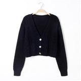 Autumn Winter Short High Waist Solid Color Sweater Women Single-breasted Knit Cardigan Small Sweter Women Jacket New Top Femme
