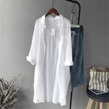 NUKTY  Autumn Women Long Sleeve White Shirts Blouse High quality loose Blouse Tops Cotton Casual White Long Blouse Women