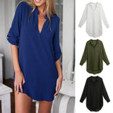 Spring Summer 5XL Plus Size Chiffon Women Shirts V Neck Pockets Long Sleeves Blouse White Loose Casual Top Woman shirt tunic