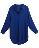 Spring Summer 5XL Plus Size Chiffon Women Shirts V Neck Pockets Long Sleeves Blouse White Loose Casual Top Woman shirt tunic