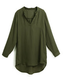 Spring Summer 5XL Plus Size Chiffon Women Shirts V Neck Pockets Long Sleeves Blouse White Loose Casual Top Woman shirt tunic