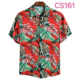 Fashion Dot Mens Hawaiian Beach Shirts Summer New Short Sleeve Floral Print Tropical Aloha Shirts Holiday Vacation Clothing