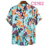 Fashion Dot Mens Hawaiian Beach Shirts Summer New Short Sleeve Floral Print Tropical Aloha Shirts Holiday Vacation Clothing