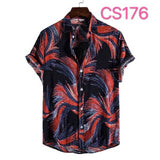 Fashion Dot Mens Hawaiian Beach Shirts Summer New Short Sleeve Floral Print Tropical Aloha Shirts Holiday Vacation Clothing