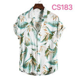 Fashion Dot Mens Hawaiian Beach Shirts Summer New Short Sleeve Floral Print Tropical Aloha Shirts Holiday Vacation Clothing