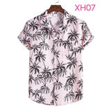 Fashion Dot Mens Hawaiian Beach Shirts Summer New Short Sleeve Floral Print Tropical Aloha Shirts Holiday Vacation Clothing