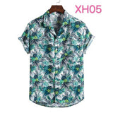 Fashion Dot Mens Hawaiian Beach Shirts Summer New Short Sleeve Floral Print Tropical Aloha Shirts Holiday Vacation Clothing