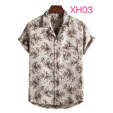 Fashion Dot Mens Hawaiian Beach Shirts Summer New Short Sleeve Floral Print Tropical Aloha Shirts Holiday Vacation Clothing