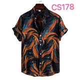 Fashion Dot Mens Hawaiian Beach Shirts Summer New Short Sleeve Floral Print Tropical Aloha Shirts Holiday Vacation Clothing