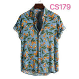 Fashion Dot Mens Hawaiian Beach Shirts Summer New Short Sleeve Floral Print Tropical Aloha Shirts Holiday Vacation Clothing