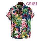 Fashion Dot Mens Hawaiian Beach Shirts Summer New Short Sleeve Floral Print Tropical Aloha Shirts Holiday Vacation Clothing