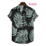 Fashion Dot Mens Hawaiian Beach Shirts Summer New Short Sleeve Floral Print Tropical Aloha Shirts Holiday Vacation Clothing