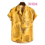 Fashion Dot Mens Hawaiian Beach Shirts Summer New Short Sleeve Floral Print Tropical Aloha Shirts Holiday Vacation Clothing