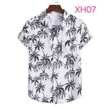 Fashion Dot Mens Hawaiian Beach Shirts Summer New Short Sleeve Floral Print Tropical Aloha Shirts Holiday Vacation Clothing