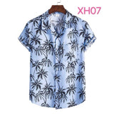 Fashion Dot Mens Hawaiian Beach Shirts Summer New Short Sleeve Floral Print Tropical Aloha Shirts Holiday Vacation Clothing