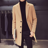 Fashion Men Wool & Blends Mens Casual Business Trench Coat Mens Leisure Overcoat Male Punk Style Blends Dust Coats Jackets