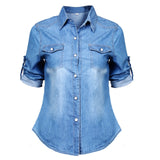 S-XL Streetwear Clothes Button Women Shirts New Womens Retro Jean Soft Denim Long Sleeve Casual Shirt Tops Blouse