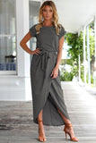 Nukty Brand New Women's Dress Short Sleeve O-Neck Solid Color Women Dresses for Female Irregular Woman Dress Clothing