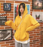 Vintage Long Sleeve Hoodie Sweetshirt Clothes Women Fashion Zip Up Cute Bear Hoodies Autumn Winter Coat Loose Harajuku Top