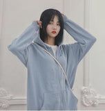 Vintage Long Sleeve Hoodie Sweetshirt Clothes Women Fashion Zip Up Cute Bear Hoodies Autumn Winter Coat Loose Harajuku Top