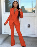 Two Piece Office Wear Women's Suit Coat With Pants Autumn And Winter  New Solid Color Long Sleeve V Neck Fashion Casual Suit