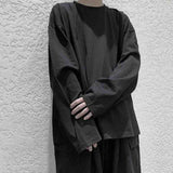 Hair stylist fashion brand T-shirt new fall / winter slit long sleeve T-shirt dark design long sleeve bottom shirt