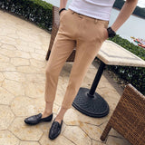 Spring Summer New Men Suit Pants Fashion Boutique Solid Color Men's Social Trousers Pantalon Men's Slim Dress Trousers Mens