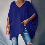 Fashion Women Summer Elegant V Neck Oversized Plus Size Top Lady Casual Solid Long Sleeve Loose Fit Blouse New